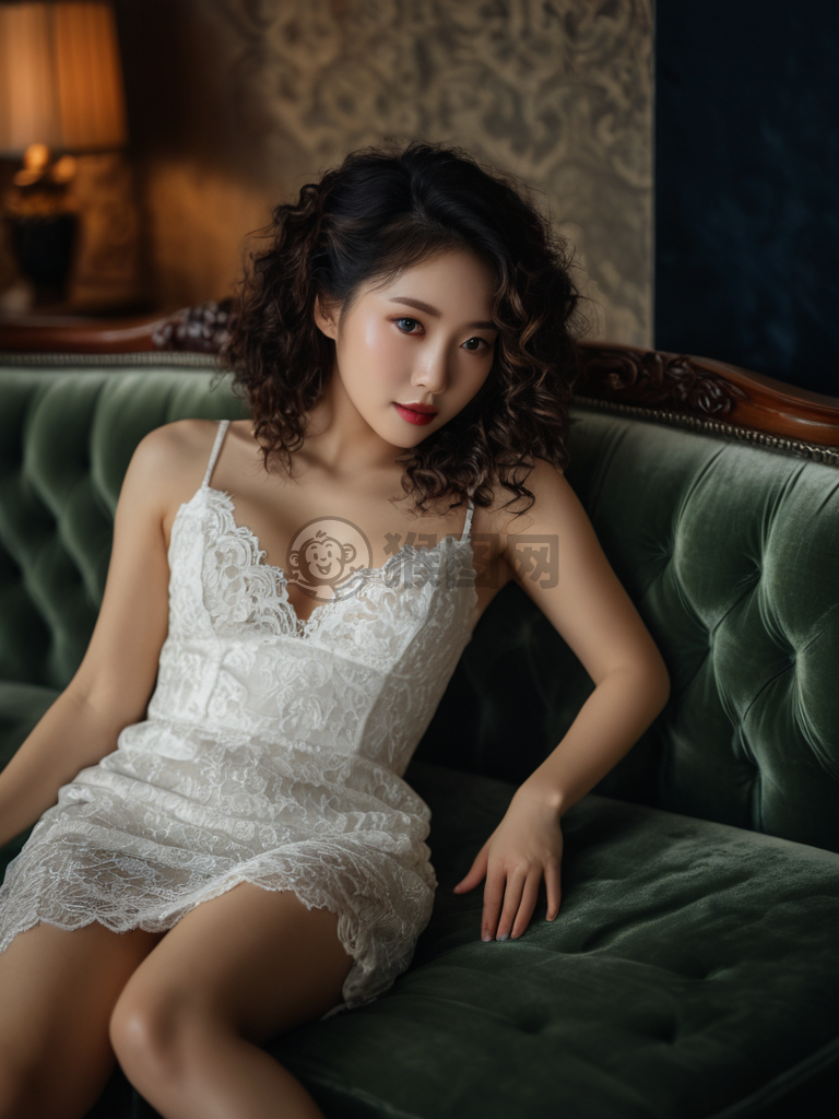 《妩媚女子沙发风情照》