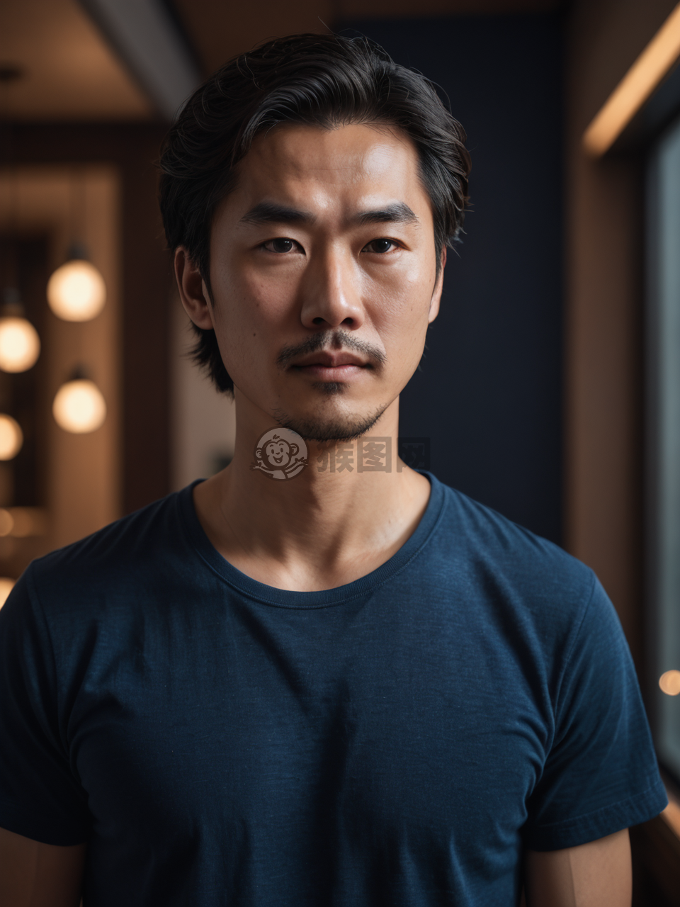 沉思中的中国室内男子