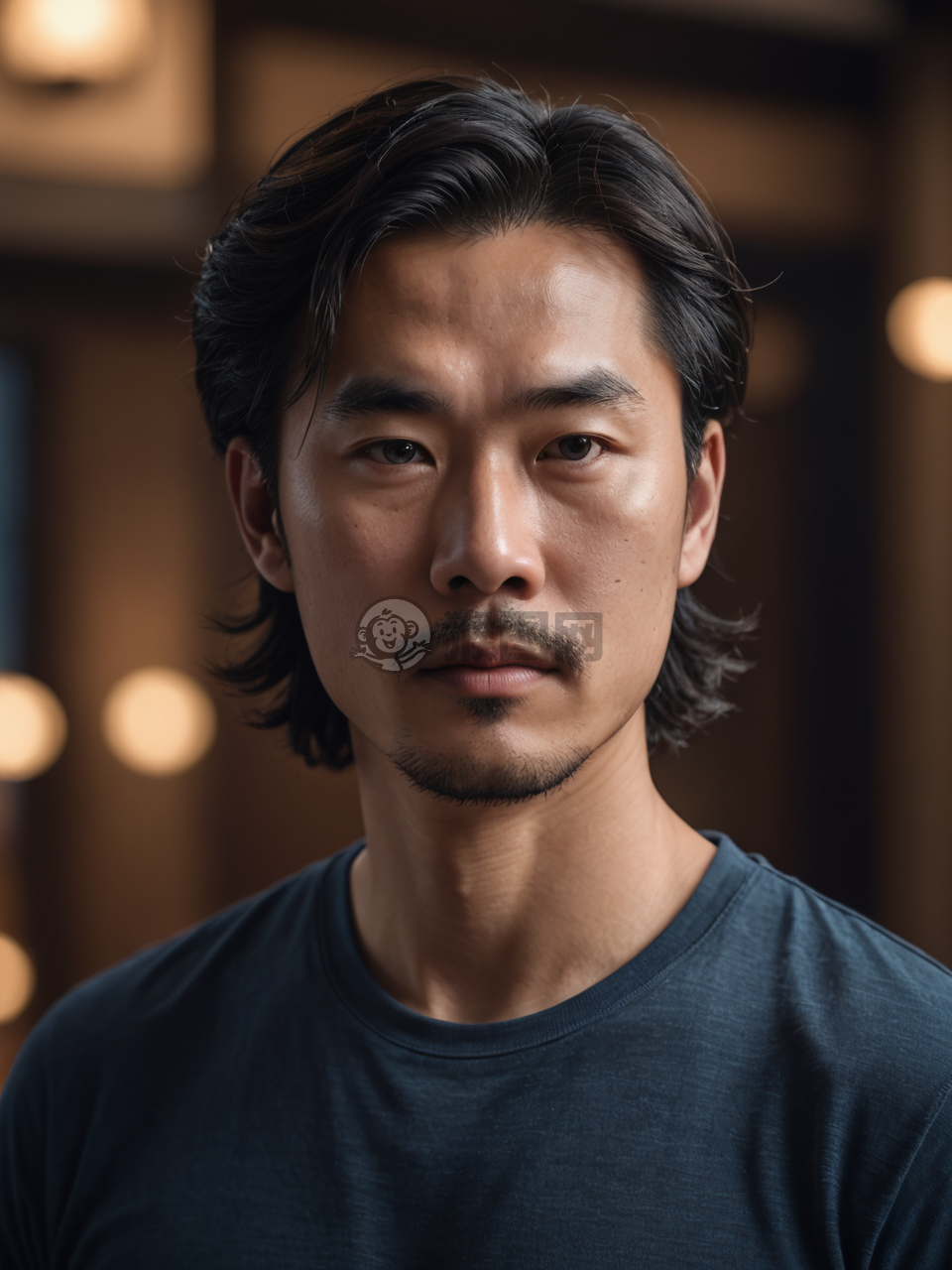迷茫的室内中国男子