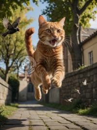飞翔的猫与空中追逐：8K分辨率下的动态瞬间