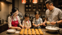 中国家庭传统月饼制作：温馨时刻，佳节必备