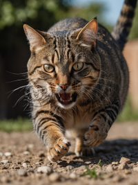 猫捕鼠动态，锐利眼神，8k高清分辨率