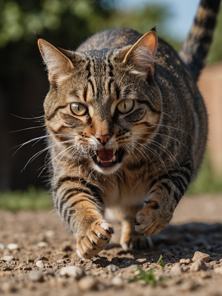 猫捕鼠动态，锐利眼神，8k高清分辨率
