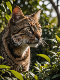 野猫出丛林，猎物在眼前，专注低角度，8K清晰捕猎奇景