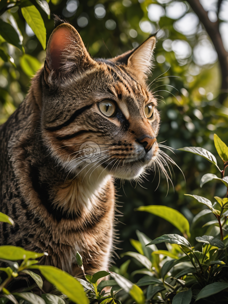 野猫出丛林，猎物在眼前，专注低角度，8K清晰捕猎奇景
