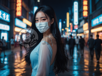 迷茫夜行路的女子