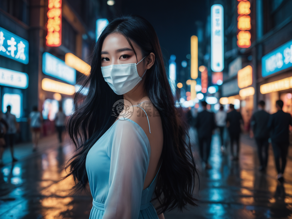 迷茫夜行路的女子