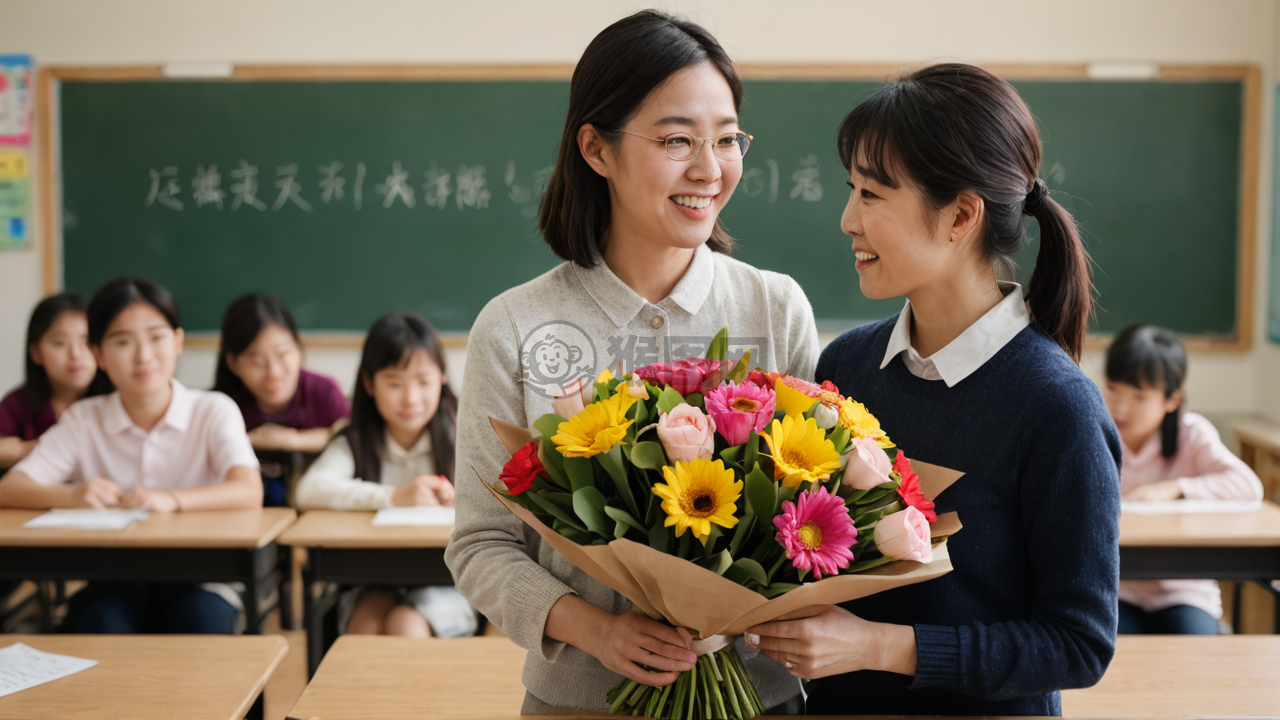 《教室鲜花师生情》