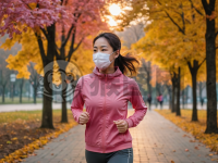 城市公园晨跑女健身者