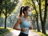 活力晨跑的中国年轻女性