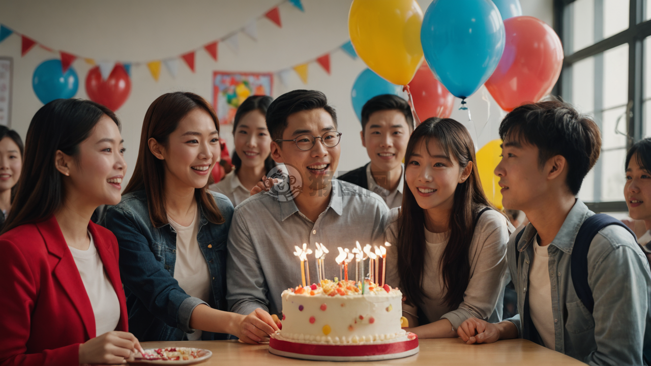 《中国学生惊喜老师 鲜花蛋糕教室欢庆》