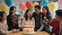 中国学生惊喜老师：师生情深共庆生日