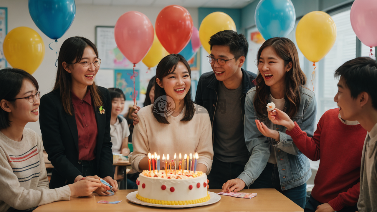 中国学生惊喜老师：师生情深共庆生日