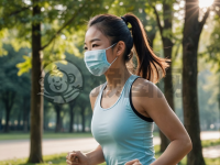活力晨跑的中国年轻女性