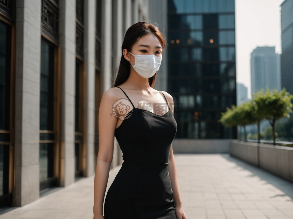 白衣黑裙自信女，时尚又休闲。