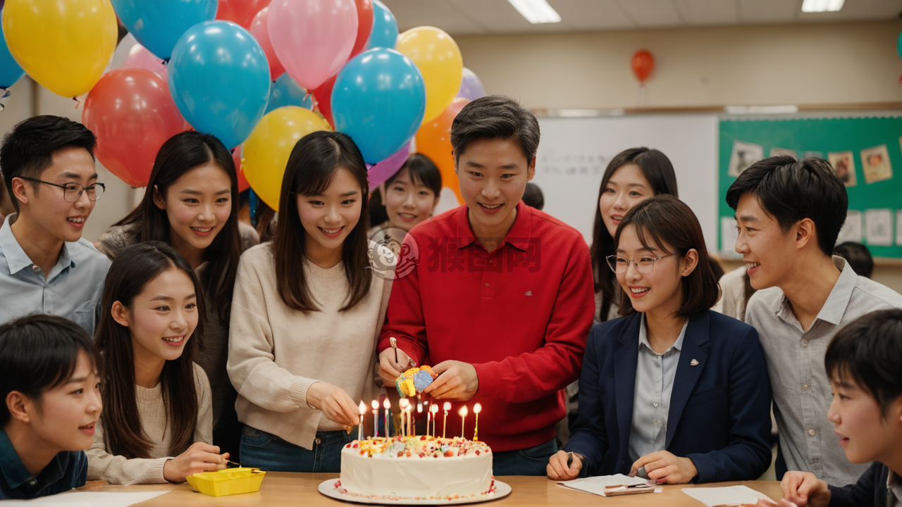 中国学生惊喜老师，庆生聚会课堂场景再现