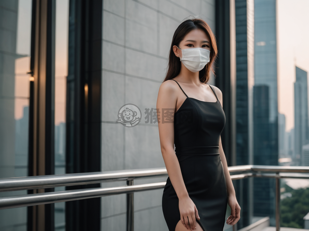 白衣黑裙自信女，时尚又休闲。