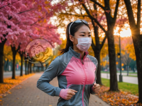 城市公园晨跑的女子