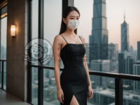 白衣黑裙自信时尚女郎