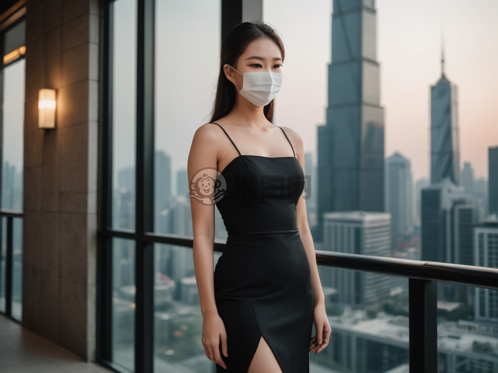 白衣黑裙自信时尚女郎