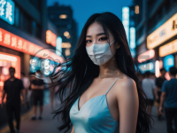 迷茫夜幕下的白衣少女