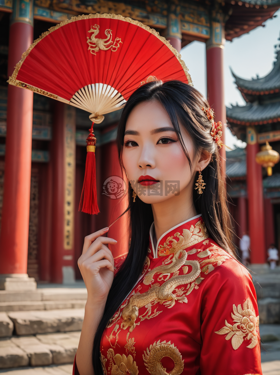 古庙红嫁：黑发新娘照惊艳世人