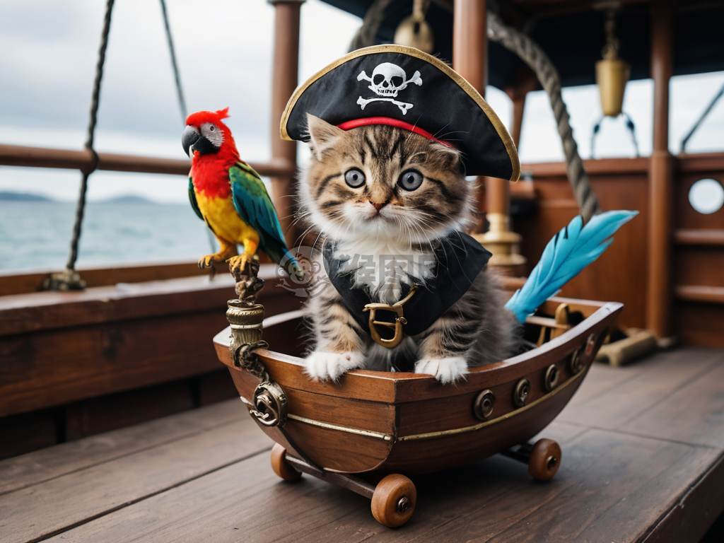 可爱的小海盗猫玩趣满满