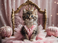 粉色小猫咪公主皇冠与蓬蓬裙的小公主之椅