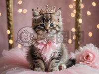 粉色小猫咪公主皇冠与蓬蓬裙之舞动舞台