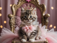 粉色小猫咪公主皇冠与蓬蓬裙小公主皇冠公主风范与可爱气质并存