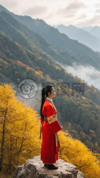 秋林雾霭：山中少女