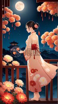 中国传统佳节中的月光与花海之夜