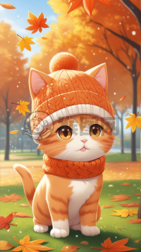 小萌猫秋叶公园晒太阳