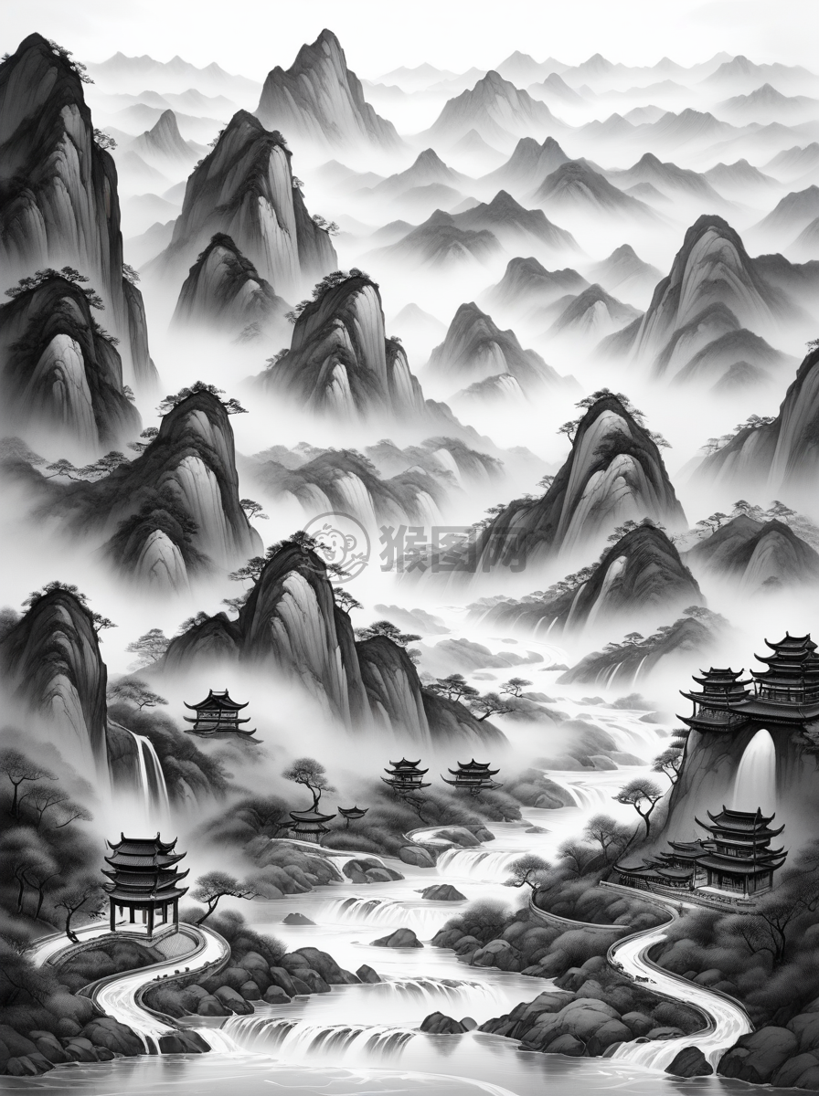 山水雾中画，细节入微情