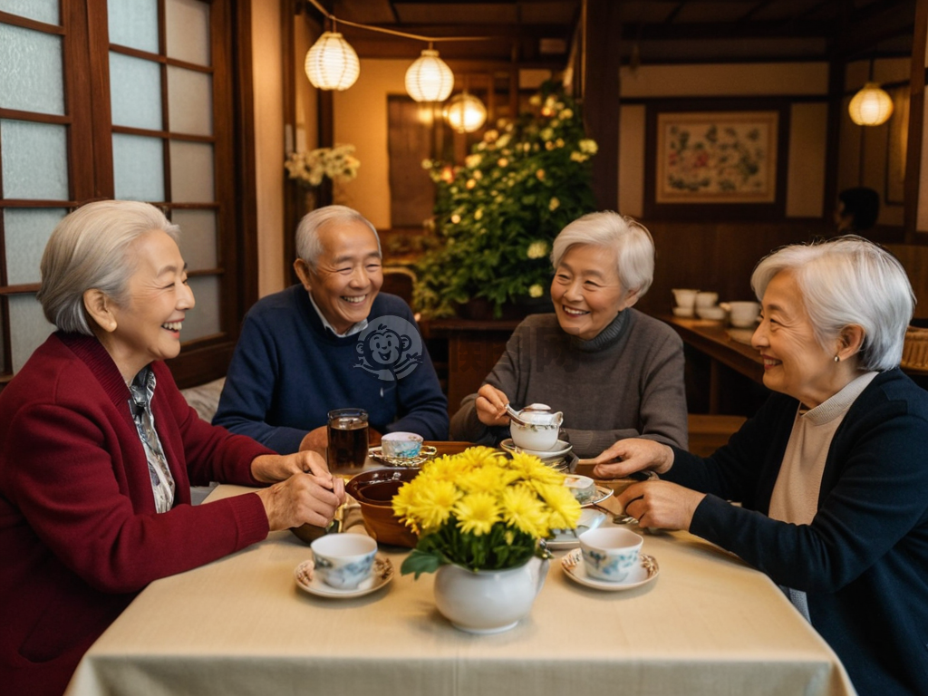 《茶馆欢聚，老友叙旧》