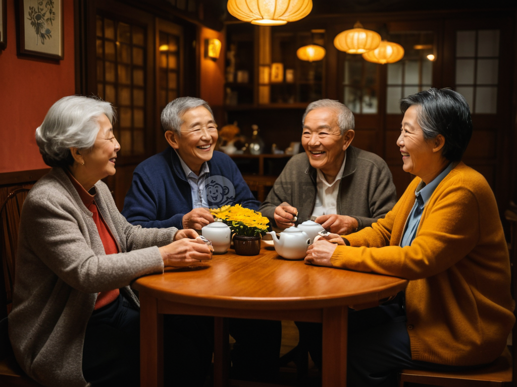 《茶馆聚老友，共享笑声谈》