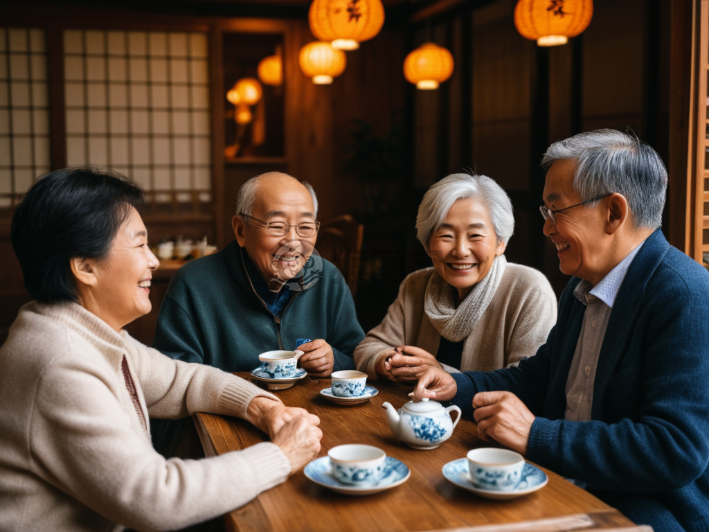 《茶馆欢聚，老友叙旧》