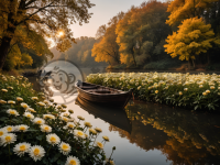 秋日花溪美景，金秋水色如诗