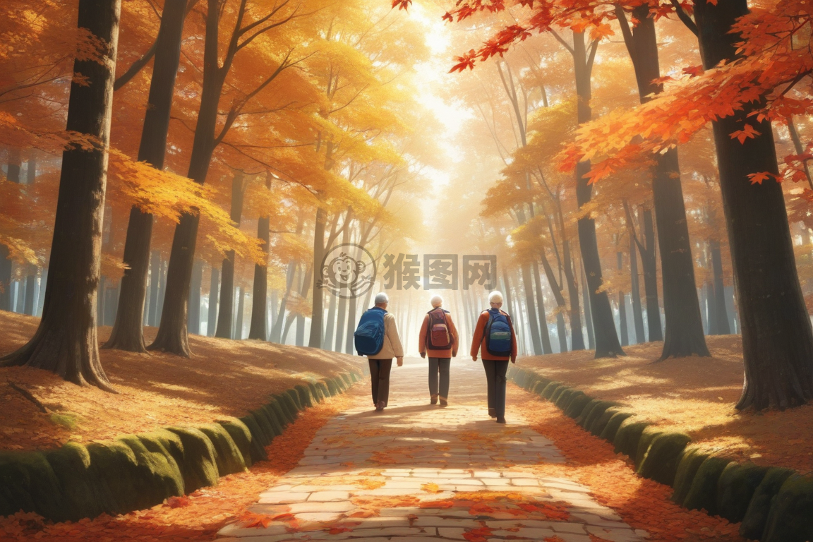 秋意浓，林间漫步老友记