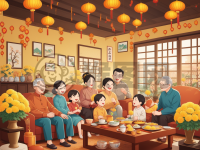 《家庭团聚重阳节，金菊满室暖人心》