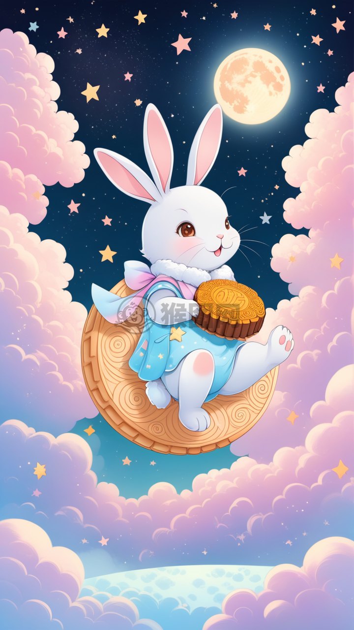 月亮上的兔子与月饼：奇幻的云端之梦