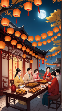 中秋月下，家宴温馨