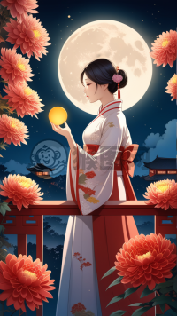 中国传统佳节中的静谧月下之景