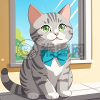 阳光下的蓝领结猫咪晒太阳
