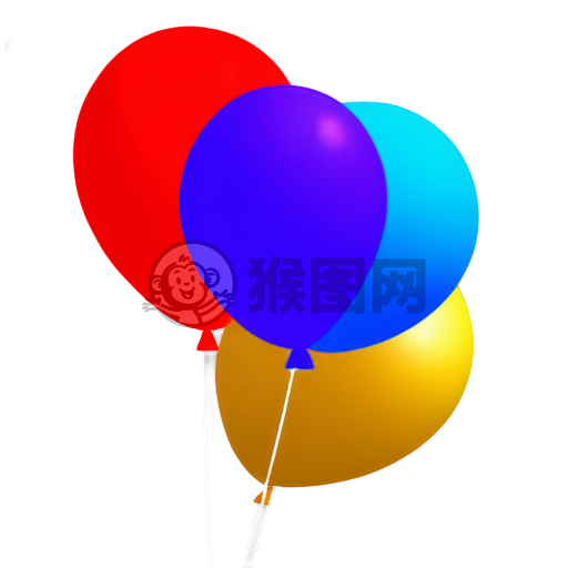 彩色气球漂浮在白色背景上的3D插图