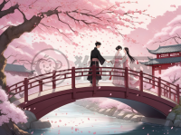 樱花桥下情侣情深