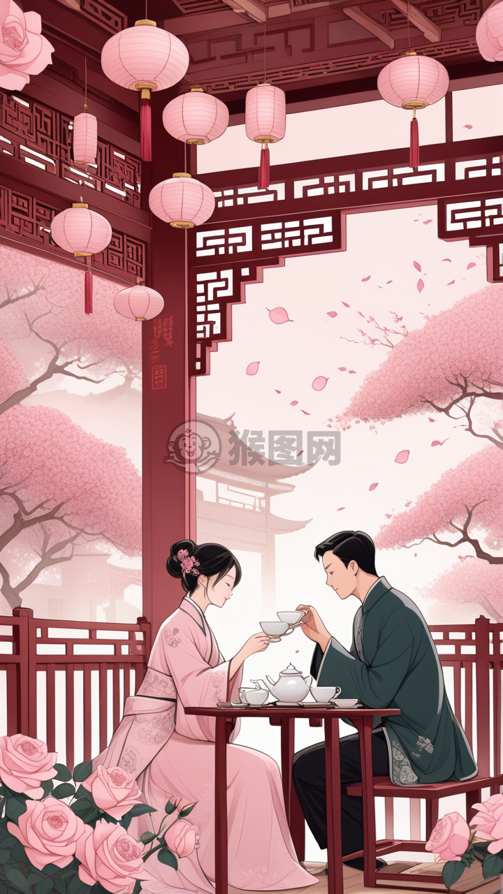 花间品茗情意浓