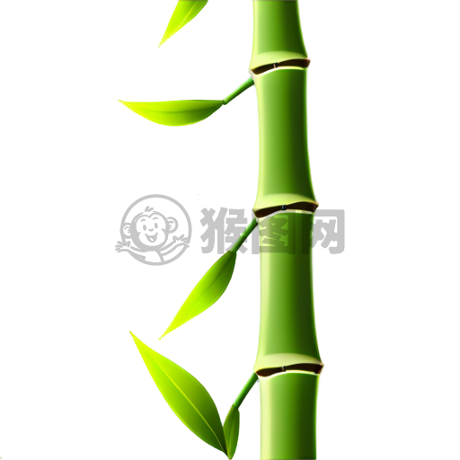 竹叶白底简约插画：高对比度与高分辨率