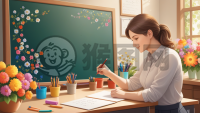 温馨教室中的教师绘图