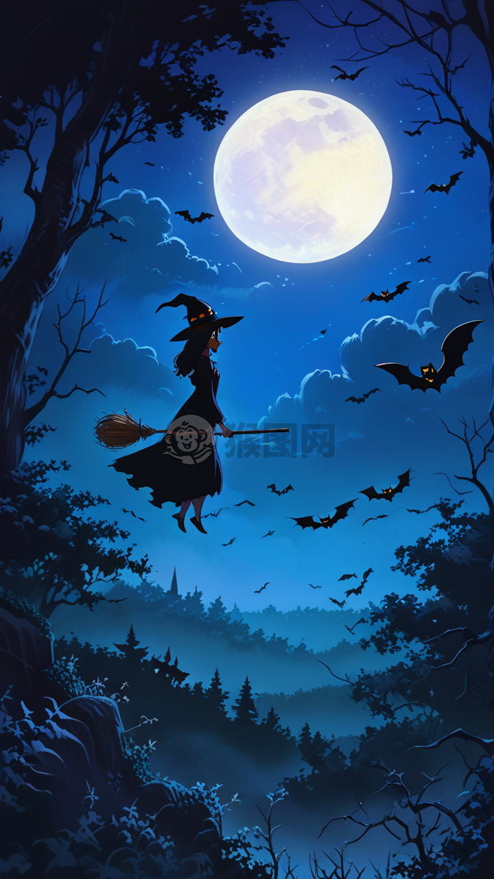 《夜幕下的巫女飞翔》